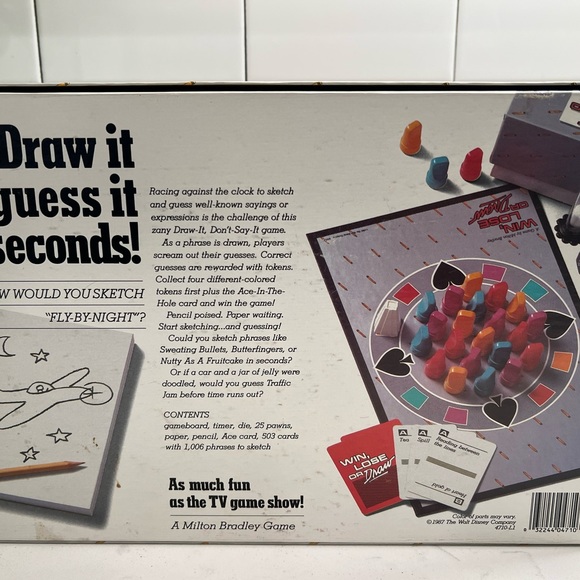 Vintage Win Lose or Draw Board Game 1987 Walt Disney Company Milton Bradley - Picture 7 of 7